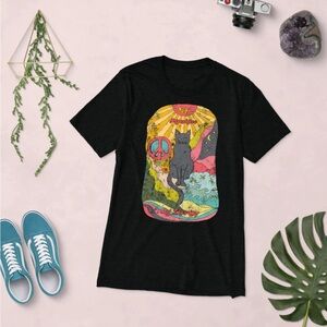 Stay Pawsitive Cat Art T-Shirt Size L New Unworn